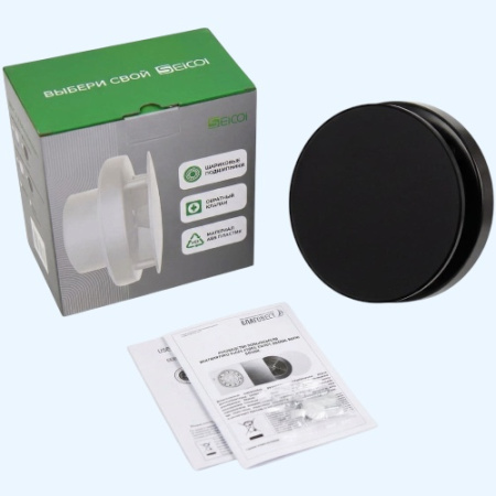 100 Matt black glass Ratio Design Seicoi Накладной вентилятор тонкий